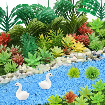 Dailygoods- Miniatuur Planten 82 Stuks - Miniatuur Bomen - Kunstmatige Planten - Tuin Accessoires - Spoorweg Model - Architectuur Decoratie - Modelbouwplanten
