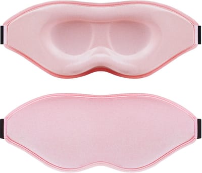 Slaapmasker voor zijslapers, 100% lichtblokkerend 3D-slaapmasker, unisex, zacht en comfortabel, verstelbare bandjes, ideaal voor op reis en in het vliegtuig, roze.