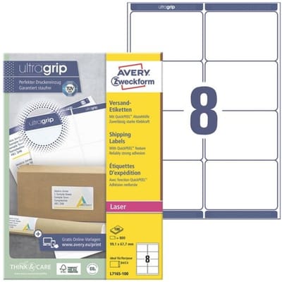 Pak met 800 verzendetiketten met ultragrip »L7165-100«