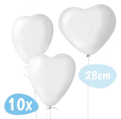 Hartjes Ballonnen - 28 cm - 10 stuks - Wit - Valentijn - Moederdag - Latex Ballonnenset - Geschikt voor Helium