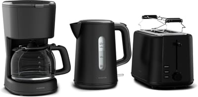 Klarstein Velaire ontbijtset – broodrooster voor 2 sneetjes met 7 bruiningsstanden, waterkoker van 1,7 liter, filterkoffiezetapparaat voor 10 kopjes, warmhoudfunctie, broodjesrek, modern design