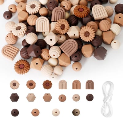 Kralen, rond, losse knutselkralen, bulk, madeliefjes, 4 kleuren, bloemen, kralen met nylon touw voor doe-het-zelf sleutelhangers, handwerk, sieraden maken