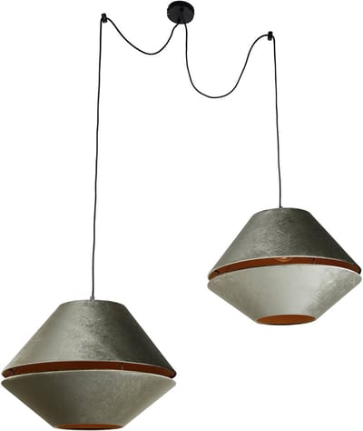 Qazqa klassiek hanglamp - Cava Luxe Shade - zwart goud, rond, 2-lichts, 50cm, ideaal als hal, keuken, slaapkamer en woonkamer lamp