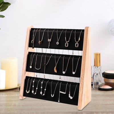 Sieradenstandaard Ketting Display - Sieraden Organizer - Stabiele Opslag - Ruim Ontwerp - 34x31x13cm - Zwart