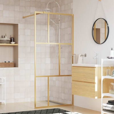 vidaXL - Inloopdouchewand - transparant - 80x195 - cm - ESG-glas - goudkleurig