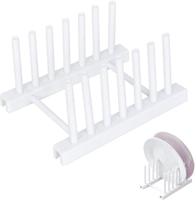 Dailygoods- Afdruiprek Wit - Plastic - Herbruikbaar - Mini Plaatrekhouder - 6 Sleuven - Stevig en Afneembaar - Afwasrek