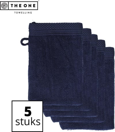 The One Towelling Ultra Deluxe washandjes - 5 stuks- Washanden - Voordeelverpakking - 100% katoen - Marineblauw