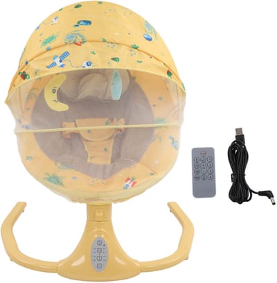 Elektrische Bluetooth Babyschommel, Intelligent, 4 Snelheden, 4 Timer, Afstandsbediening, 3 Zitposities, Opvouwbare Muziekschommelstoel