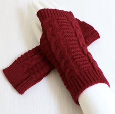 CHPN - Gebreide Polswarmers - Vingerloze handschoenen - Gebreide handschoenen - Bewerkte Handschoenen - Donkerrood - One size - Handwarmers - Unisex