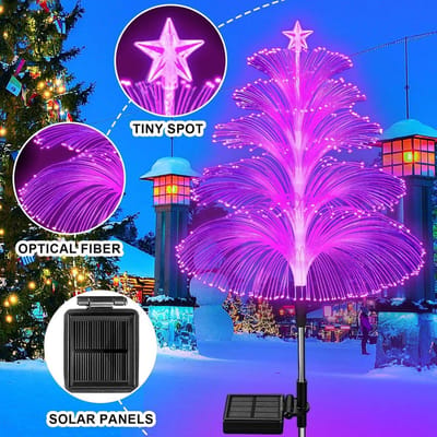 2 stuks - Kerstboom op zonne-energie/decoratieve vijflaagse kwallenlamp/tuin gazon binnenplaats landschapslamp/buiten waterdichte sfeerlamp