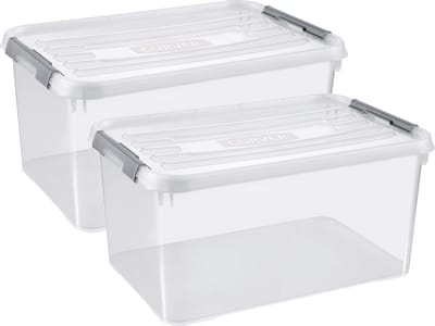 Curver Handy+ Opbergbox - 50L - 2 stuks - Transparant met deksel
