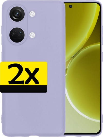 Hoesje - 2 Stuks - Geschikt voor OnePlus Nord 3 - Sterk & Shockproof - Case Siliconen - Back Cover - Telefoon Hoes - Telefoonhoesjes - Lila