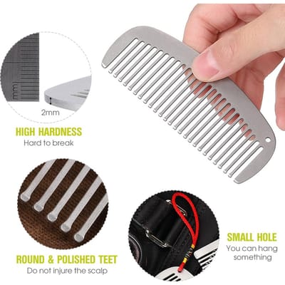 Lixada Peigne en Titane Antistatique Peigne à Cheveux Barbe Peigne de Poche Type 2 gray