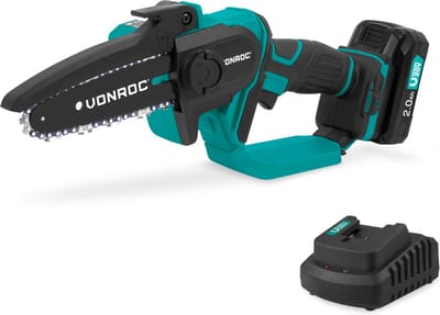 VONROC Mini Kettingzaag 20V – 152mm - Incl. 2.0Ah accu en snellader