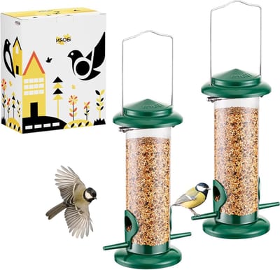 SnelShoppen - Opknoping Wild Bird Feeder - Vogelvoeder - 8" Roestbestendig Metaal - Groen - 2 Packs - Ideaal voor Tuin en Buiten