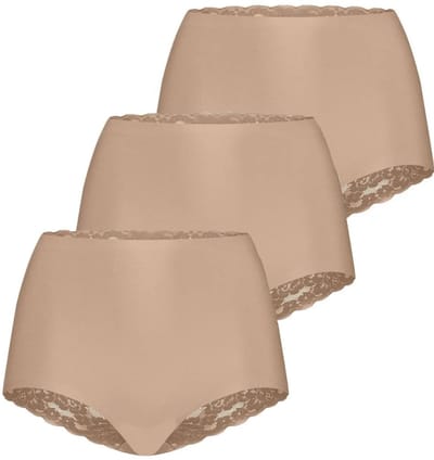 Ten Cate 3-pack secrets kanten high waist slip - 31758 - Voordeelverpakking - Aanbieding - S - beige