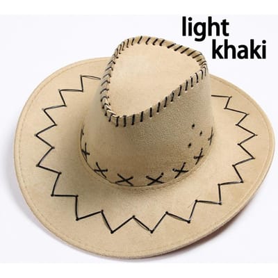 Westerse Cowboy Hoeden voor Mannen en Vrouwen Kunstleer Zonnehoed Buiten Hoeden voor Mannen en Vrouwen S（54-56cm） kaki