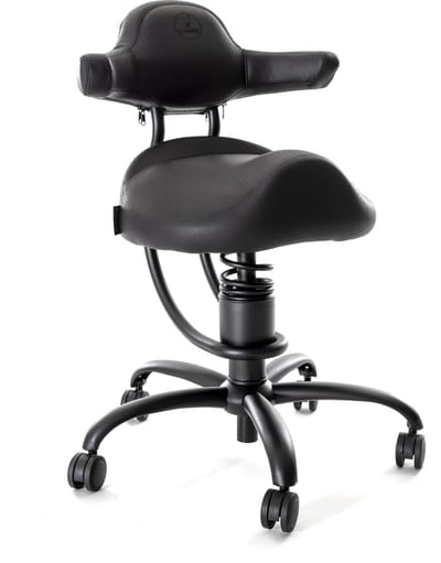 Spinalis Rodeo - Ergonomische werkkruk zwart - dynamische zitting - zwart Renna - met wielen