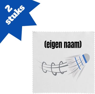 Akyol - badminton shuttle met eigen naam brillendoekjes - Badminton - badmintonner - sport - verjaardag cadeau - kado - geschenk - 17,8 bij 17,8 cm - 2 stuks