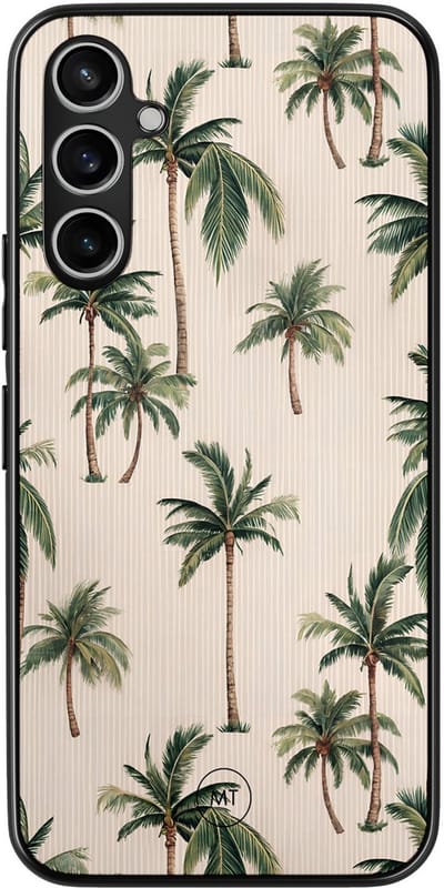 Hoesje geschikt voor Samsung Galaxy A54 - Palmbomen print - TPU Hard Case Backcover - Beige - Mooie Telefoonhoesjes