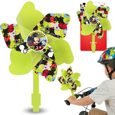 DISNEY Mickey Mouse Windmolentje voor op het stuur van een fiets, windmolentje met bevestiging voor een kinderstep