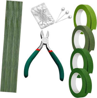 Bloemistdraad Set - Bloemschikgereedschap Bloementape - Boeketten Maken - Groene Stevige Ondersteuning - 11.5 x 9.5 x 2.5 cm - Multi