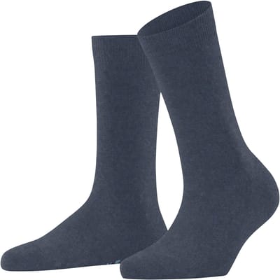 FALKE Family eenkleurig katoen sokken dames blauw - maat 35-38