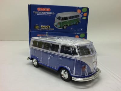 VOLKSWAGEN T1 MET RADIO EN LED VERLICHTING EN BLUETOOTH BLAUW