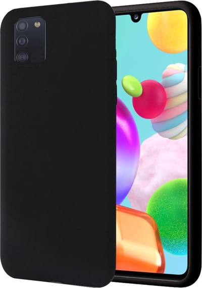 Hoesje geschikt voor Samsung Galaxy A41 - Matte Back Cover Microvezel Siliconen Case Hoes Zwart