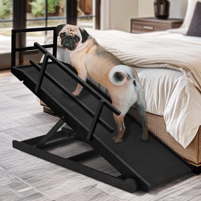 Hondenoprit - Hondenladder Bed - Huisdier Mobiliteit - Antislip Rubber - Verstelbaar tot 70cm - Bruin