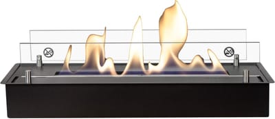 Xaralyn Bio-ethanol haard - bio-ethanol brander L - met inbouw-lip - zwart - 3 KW verwarming - bio-ethanol inbouwhaard - echte vlammen