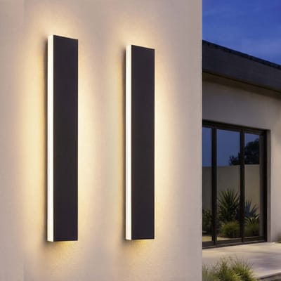 Ledvion - 2x Villa LED Buiten Wandlamp - 60 cm - IP65 Waterdicht - 14W - 2700K Extra Warm Wit - Zwart