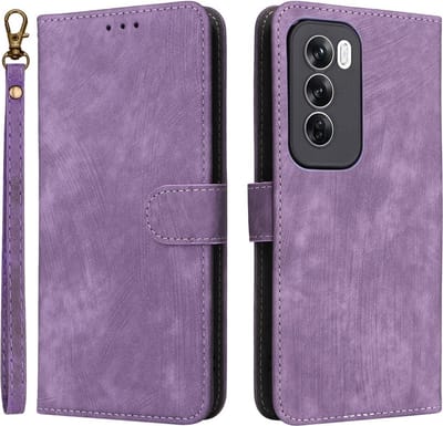 Coverup Hoesje - Geschikt voor OPPO Reno12 Pro Hoesje - Coverup Book Case met Koord - Paars