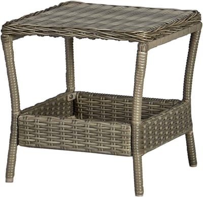 Tuintafel Poly Rattan - Bijzettafel Buiten - Ontspannen Buiten - Lichtgewicht Verplaatsbaar - 45x45x46.5 cm - Bruin