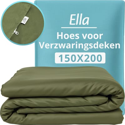 Hoes voor de verzwaringsdeken van Ella 150 x 200 CM - 7 KG & 9 KG - Overtrek Hoes van 100% katoen - Olijf Groen