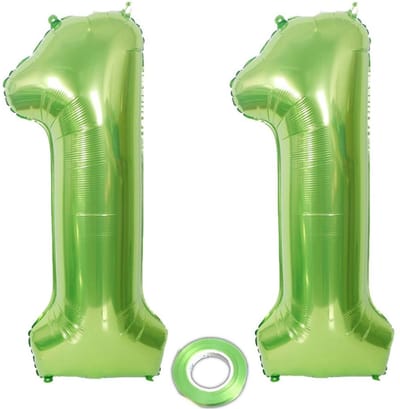 Dailygoods- Cijferballon 11 - Folieballon - Groen - 100 cm - Herbruikbaar - Veilig materiaal - Feestdecoratie - Feestballon