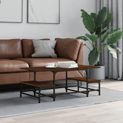 Salontafel Eiken - Bijzettafel Koffietafel - Woonkamer Meubel - Stevig Metalen Frame - 100x50x40 cm - Bruin