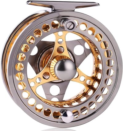 Vliegvissen Reel - Vlieg Haspel - Vissen Op Water - CNC Aluminium Body - 7/8 Maat - Goud