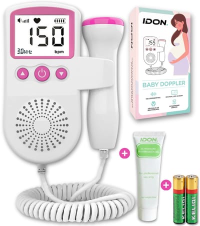 IDON® Doppler - Inclusief Ultrasound Gel - Echo Apparaat - Hartslag Beluisteren - Doppler Baby - Baby Hartje Monitor - Fetal Doppler- Jongen & Meisje - Zwangerschapscadeau