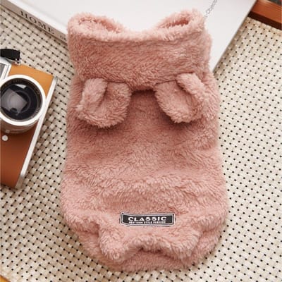 Herfst/Winter Hondenkleding Beer Oren Huisdierkleding Effen Kleur Met Capuchon Verdikt Teddy Yorkshire Fleece Huisdierjas Hondenkostuum XXL