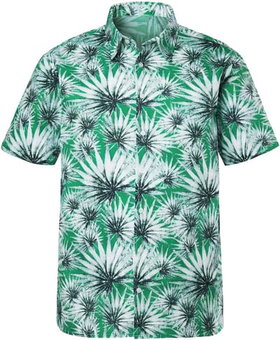 Men Plus - Heren - overhemd korte mouwen kentkraag print comfortabele pasvorm - Groen - Maat L