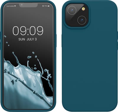 kwmobile telefoonhoesje geschikt voor Apple iPhone 14 - Hoesje met siliconen coating - Smartphone case in mat petrol