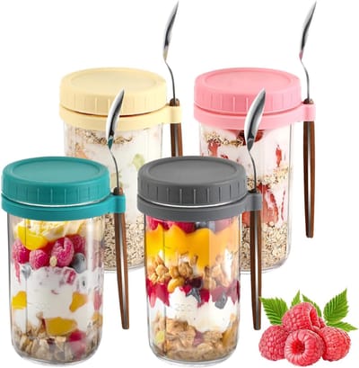 DailySupplies® Overnight Oats Potjes - Mason Jar - Meusli Beker met Deksel