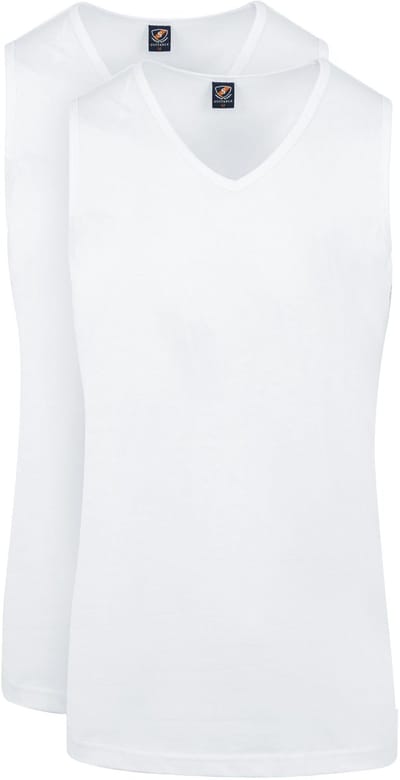 Suitable Viless T-Shirt Mouwloos Wit 2-Pack - Maat XL - Heren - Basic T-shirt - Ondershirt - Singlet - Tanktop hemdje