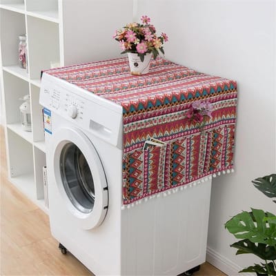 Wasmachinehoes - Apparaat Cover - Apparaten Beschermen - Met Opbergzakken - 30x90 cm - Grijs