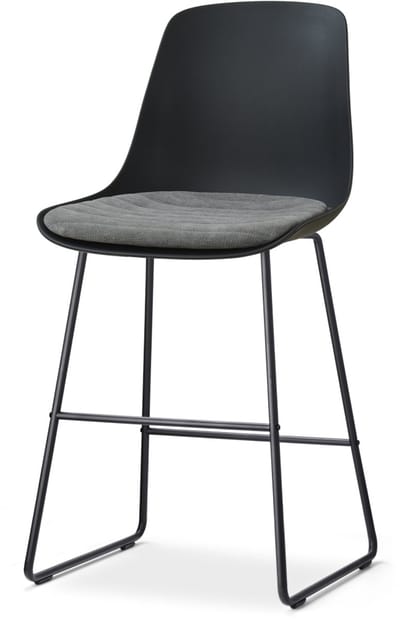 Nolon Nino-Liv barkruk zwart met zeegrijs Zitkussen - zwart onderstel - 65 cm