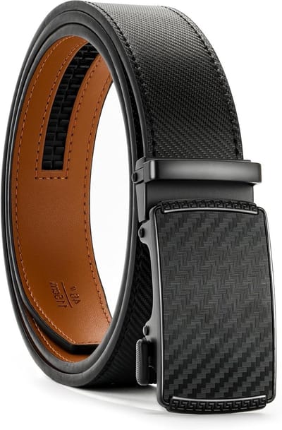 Leren Herenriem Zwart 35mm, Verstelbare Riem Zonder Gaten, Geschikt voor Formele en Casual Kleding, Perfect als Cadeau voor Nieuwjaar