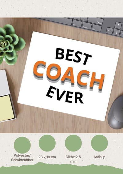 Akyol - best coach ever Muismat - Coach - een coach - sport - verjaardagscadeau - klein cadeautje - kado - gift - 23 bij 19 cm