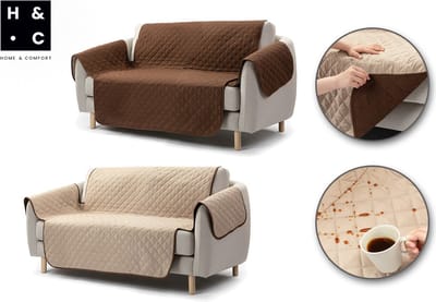 H&C Zetelhoes - Tweezitsbank - Bruin/Beige - Waterafstotend - Omkeerbaar