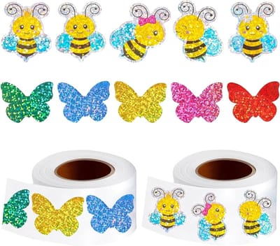 Glitter Stickers 1000 Stuks - Vlinders en Bijen - Zelfklevend - Voor Creatieve Decoratie - ShopVlot